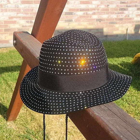 YSL lady gaga style hat. Multiple ring stones. Lady Gaga main image 3